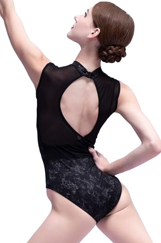 s.lemon Damen Schwarz Runder Nacken Ärmellos Masche Tanz Trikots 160 von s.lemon