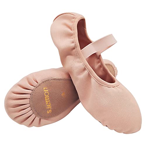 s.lemon Anfänger Ballet Schuhe,Elastisch Ganze Ledersohle Tanzschuhe Ballettschuhe für Kinder Mädchen Nude 22 von s.lemon