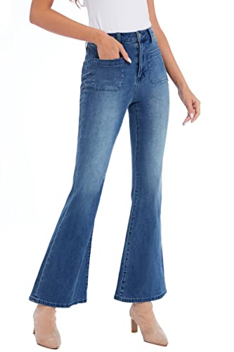 s.lemon High Rise Stretch Bell Bottom Jeanshosen Flared Jeans Bootcut Jeans für Damen XL von s.lemon