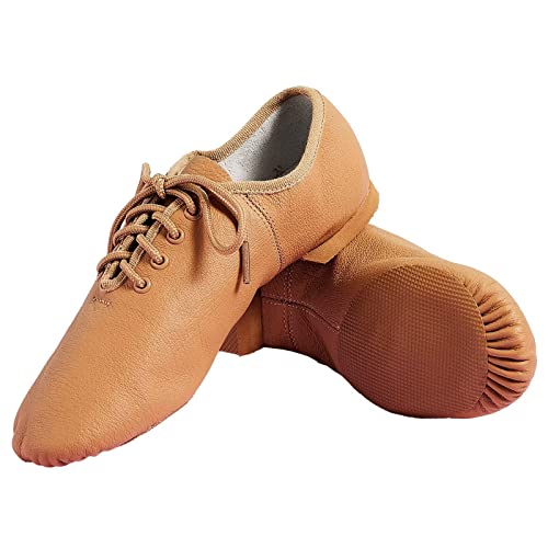 s.lemon Jazzschuhe,Echtes Leder Schnüren Jazz Schuhe für Damen Herren Beige 33 von s.lemon