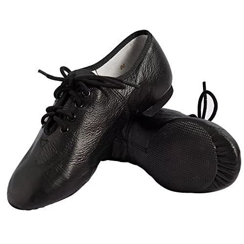 s.lemon Jazzschuhe,Echtes Leder Schnüren Jazz Schuhe für Damen Herren Schwarz 30 von s.lemon