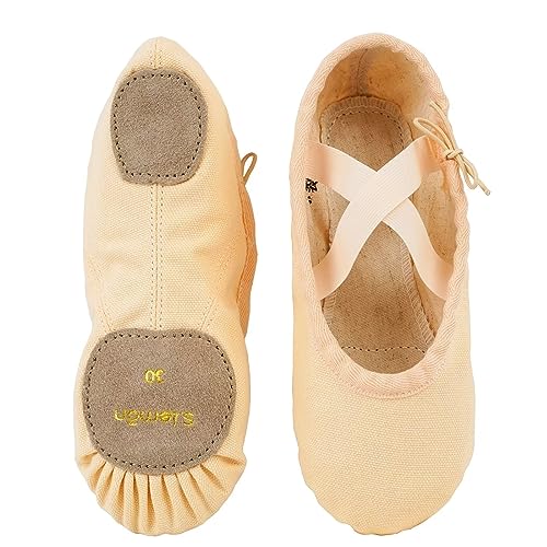 s.lemon Leinen Ballettschuhe,Damen Anfänger Tanz Schuhe Ballettschuhe für Ballett Rosa 30 von s.lemon