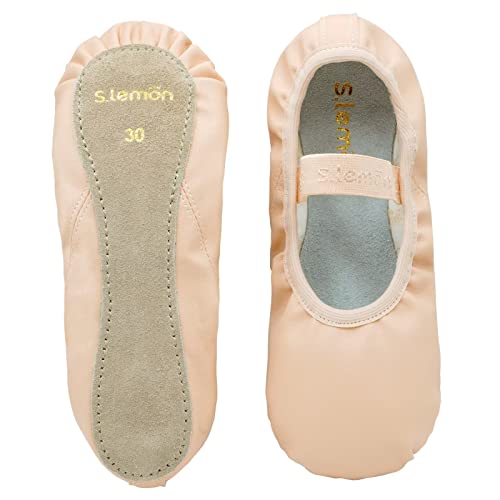 s.lemon Mädchen Ballettschuhe aus Leder Kinder Volle Sohle Ballet Schuhe Rosa 26 von s.lemon