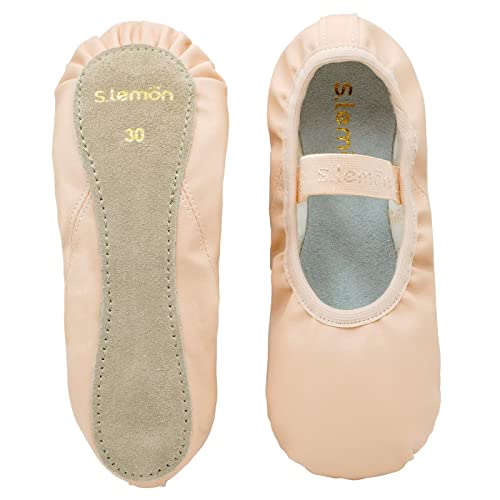 s.lemon Mädchen Ballettschuhe aus Leder Kinder Volle Sohle Ballet Schuhe Rosa 32 von s.lemon