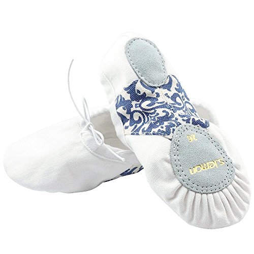 s.lemon Schöne Blaue und Weiße Porzellan Ballettschläppchen Ballettschuhe Tanzschuhe für Mädchen Kinder (Blau-Weiß,34 EU) von s.lemon