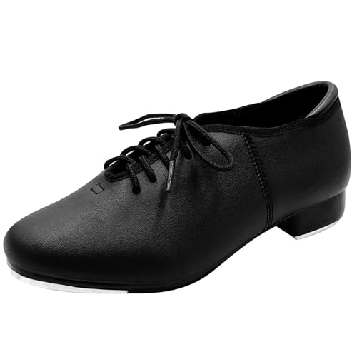 s.lemon Schwarz Leder Tapschuhe Volle Sohle Oxford Steppschuh für Damen Männer Kinder 40 von s.lemon