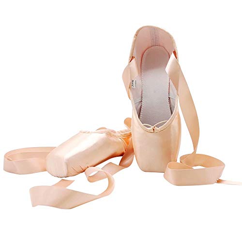 s.lemon Spitzenschuhe Tanz Ballett Pointe Schuhe Ballettschuhe Satin mit Band für Mädchen Frauen Rosa (41 EU) von s.lemon