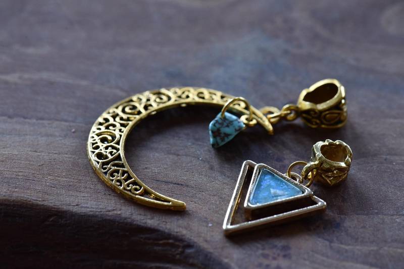 Charm Mit Anhänger | Dreadschmuck Dreadlocks Dreads Schmuck Perle Gold Indisch Ethno Boho Hippie von sARTkunsthandwerk