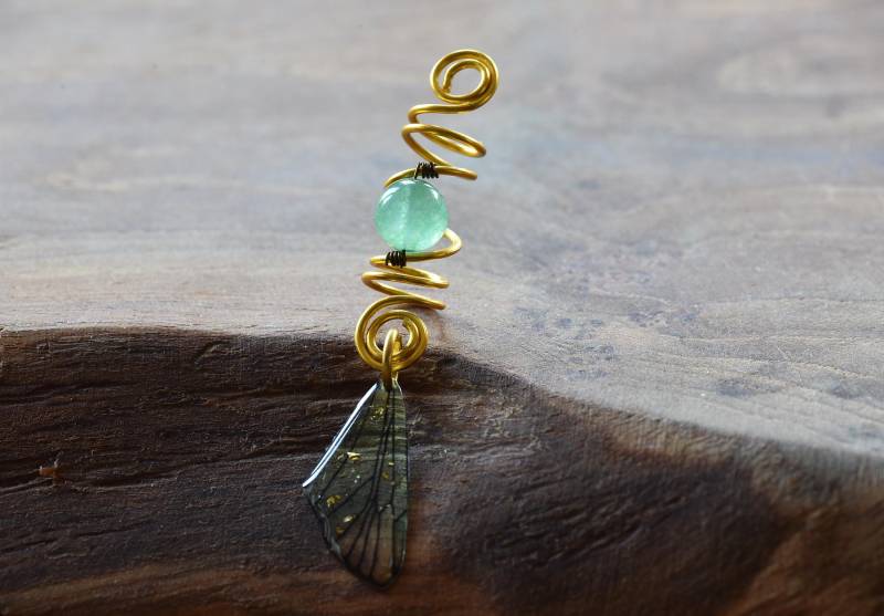 Spirale Mit Heilstein Perle | Handgemacht Dreadlocks Dreads Schmuck Gold Ethno Azteken Boho Hippie von sARTkunsthandwerk