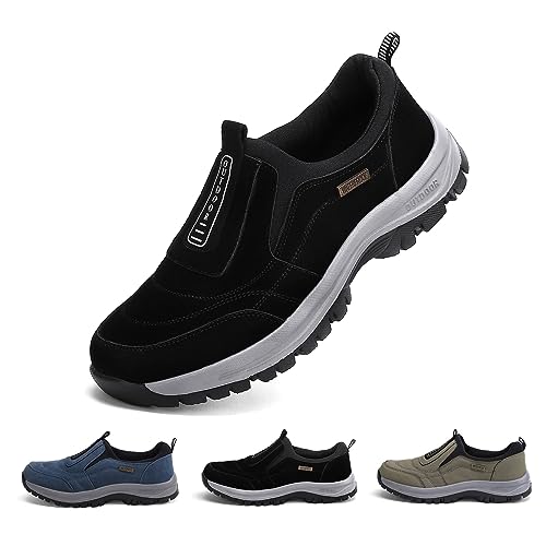 sPeesy Wanderschuhe Herren Wasserdicht Leichte Trekkingschuhe Herren Outdoor Atmungsaktive Reisen Bergschuhe Herren Gartenarbeit Arbeit rutschfeste Slipper Herren Sneaker (Color : Black, Size : 41-E von sPeesy