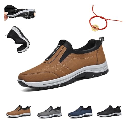 saVgu Daladder Orthopädische Wanderschuhe, Bequeme, wasserdichte, atmungsaktive orthopädische Wanderschuhe for Herren (Color : Brown, Size : US-10.5) von saVgu