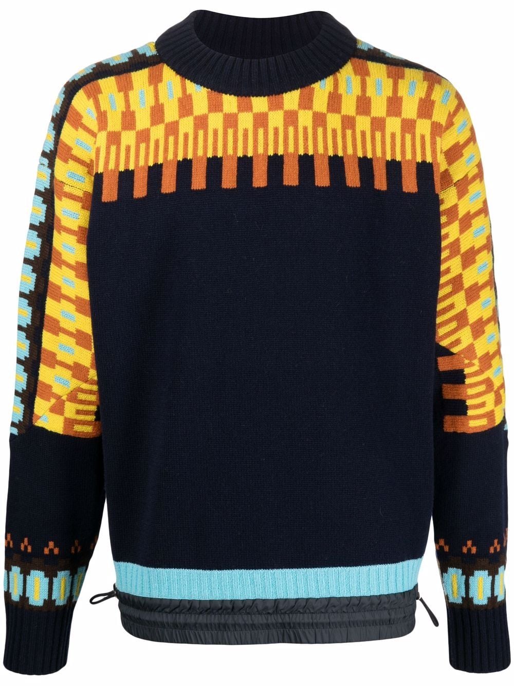 sacai Gestrickter Intarsien-Pullover - Blau von sacai