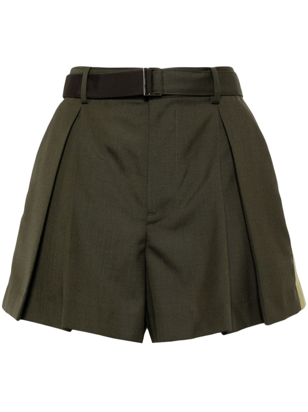 sacai Hoch sitzende Shorts mit Gürtel - Grün von sacai