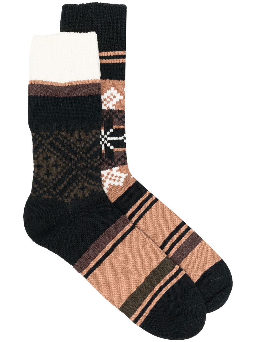 sacai Socken mit Streifen - Braun von sacai