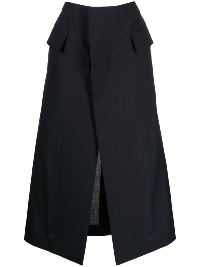 sacai Suiting Midirock im Layering-Look - Blau von sacai