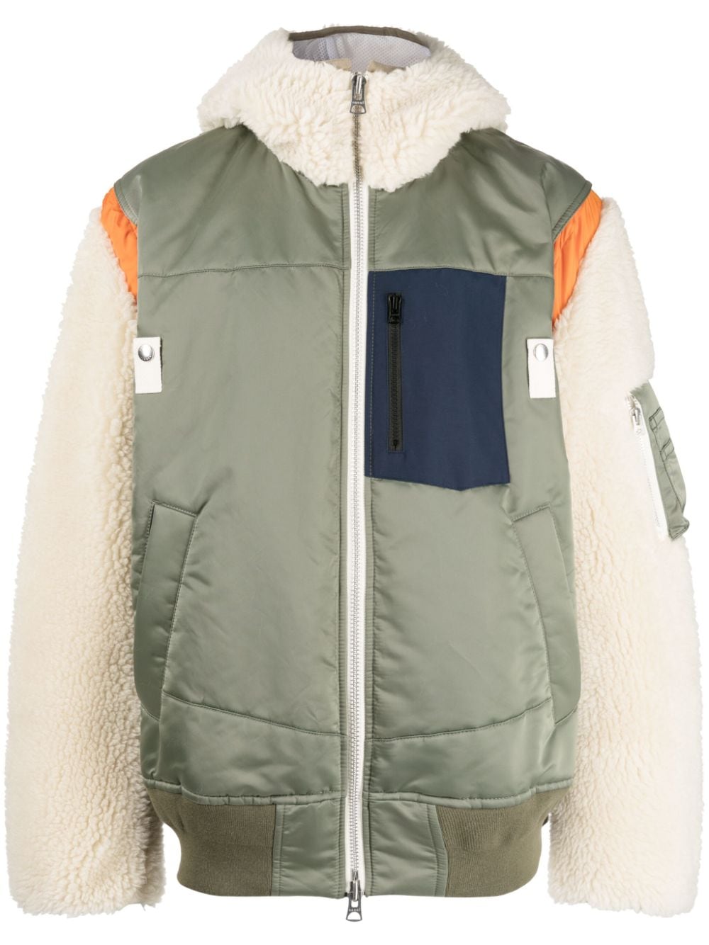 sacai Kapuzenjacke in Colour-Block-Optik - Grün von sacai