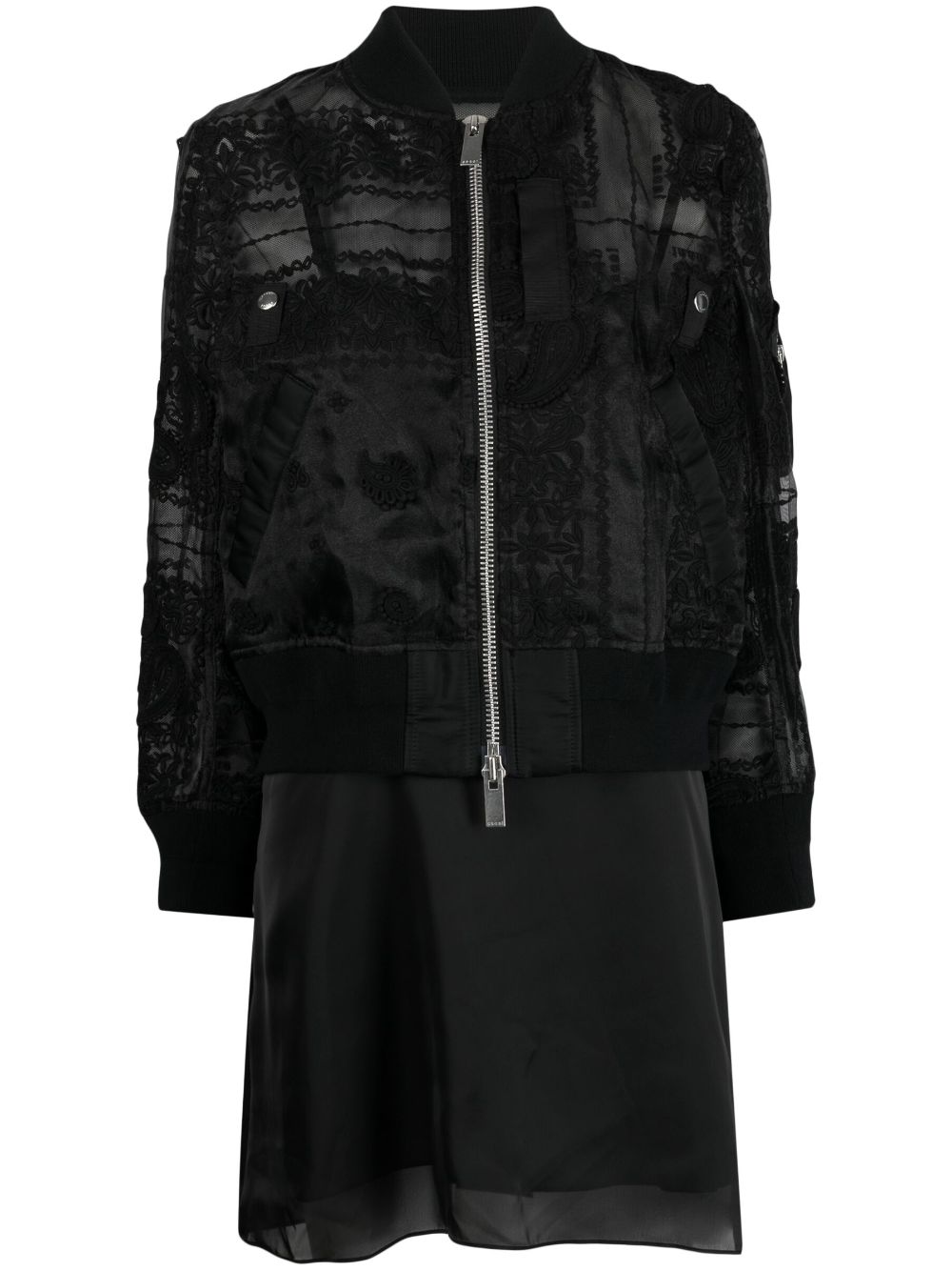 sacai Set aus Bomberjacke und Camisole-Kleid - Schwarz von sacai