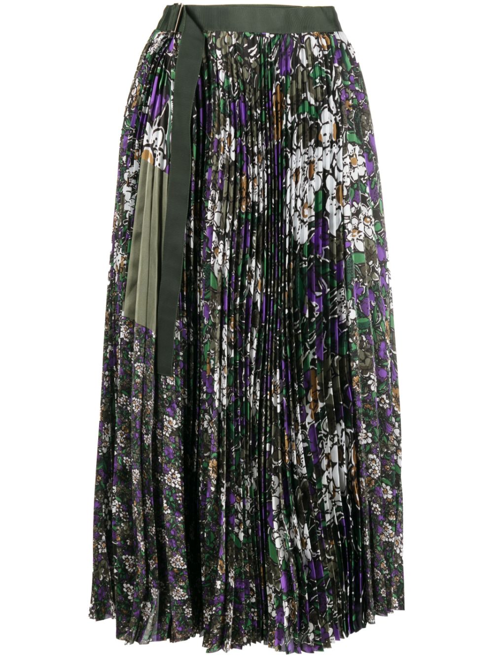 sacai Faltenkleid mit Blumen-Print - Grün von sacai