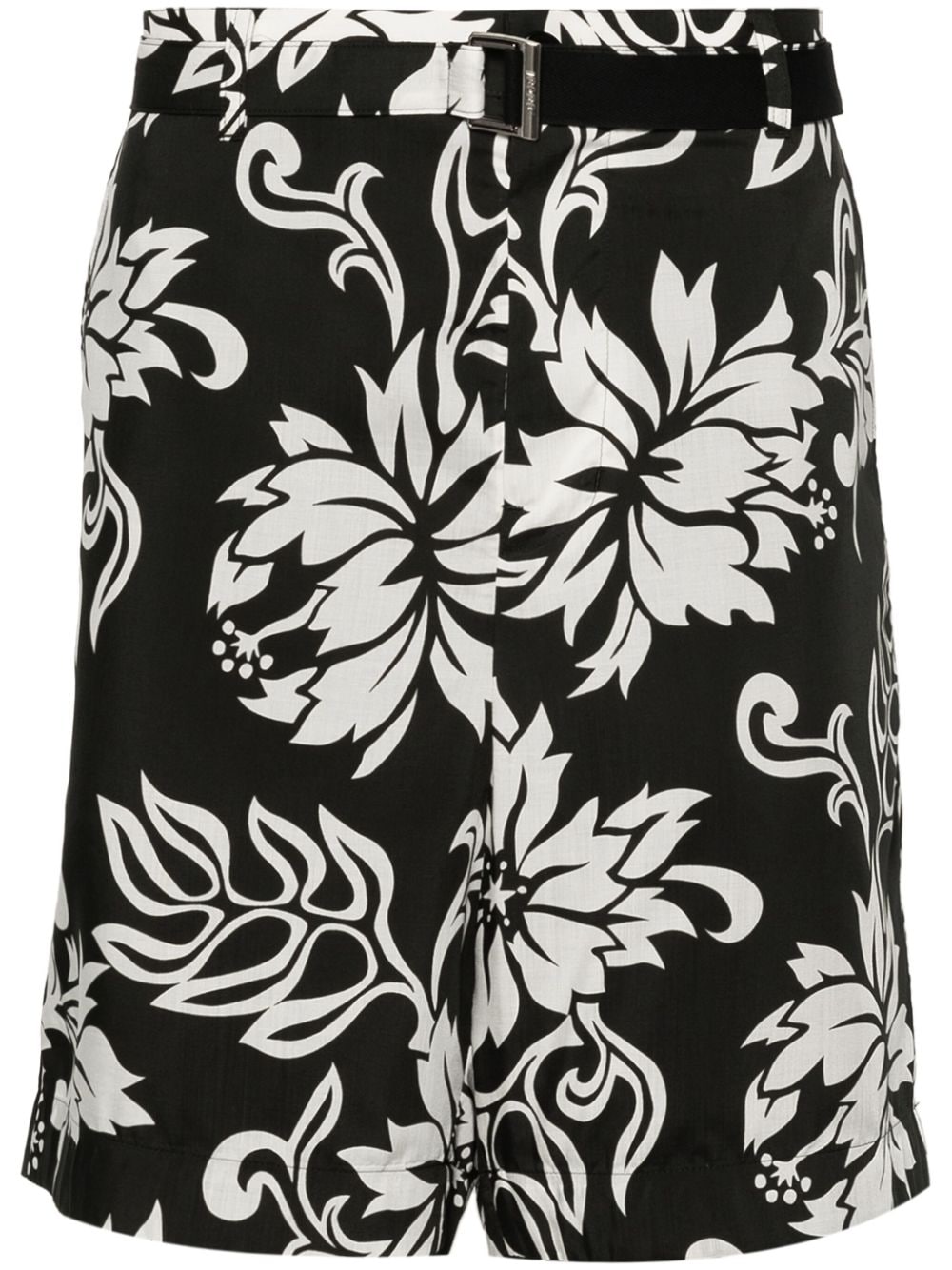 sacai Shorts aus Popeline mit Blumen-Print - Schwarz von sacai