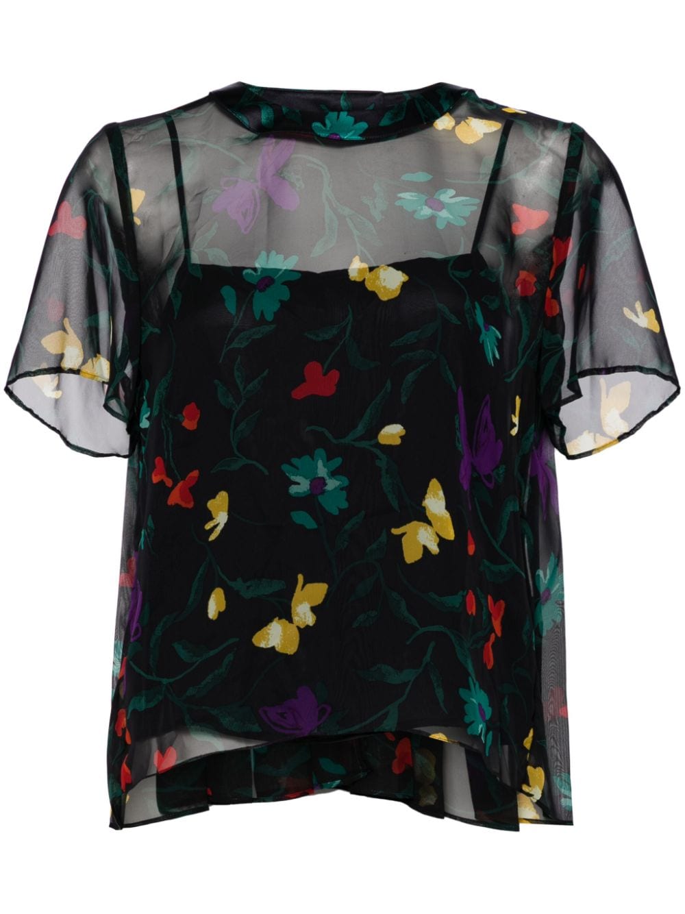 sacai Oberteil mit Blumen-Print - Blau von sacai