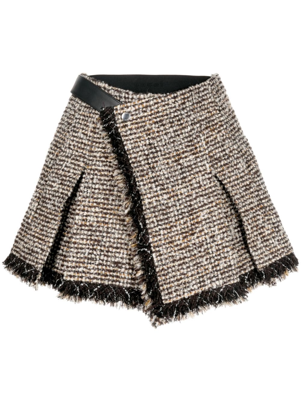 sacai Ausgefranste Tweed-Shorts - Braun von sacai