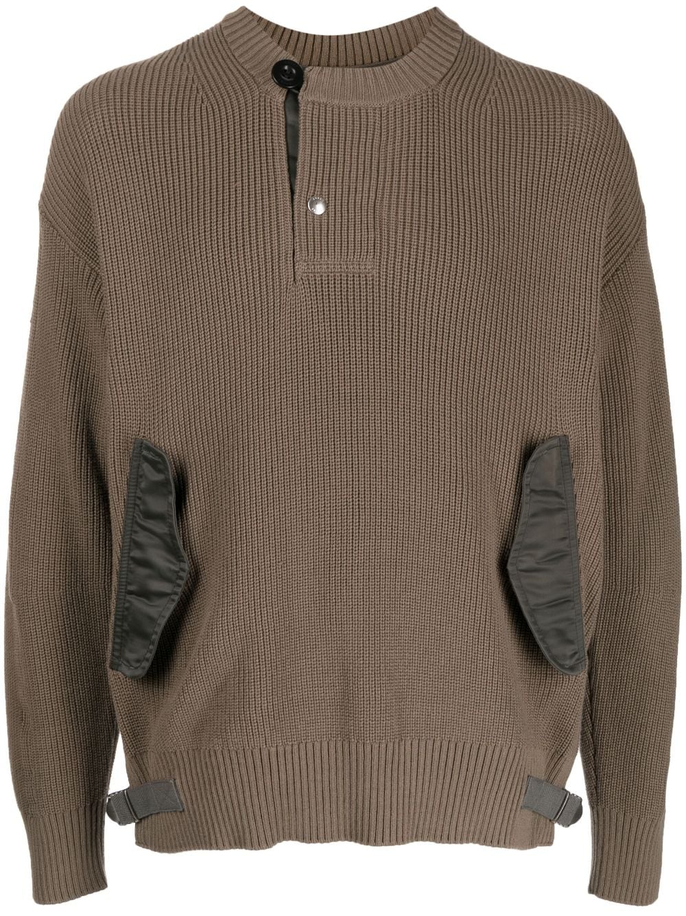 sacai Pullover mit versetztem Knopf - Braun von sacai