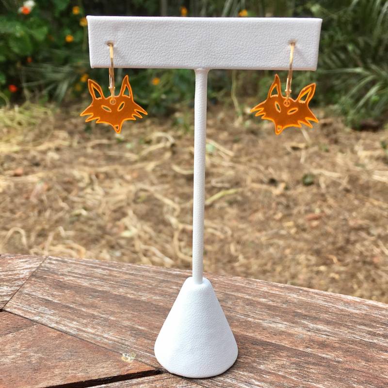 Füchse Creolen/Tolle Farbe-Serie, Von Hand Gezeichnet, Lucite Schmuck, Wählen Sie Ihre Farbe, Geringes Gewicht, Charm Kollektion, Charme-Schmuck-Set von sacredlaughter