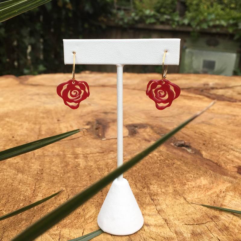 Rose Ohrstecker/Tolle Farbe Schmuck, Schlichtes Design, Leicht Zu Tragen, Blume Charmehalskette, Durchscheinend Lucite Spaß Und Langlebig von sacredlaughter