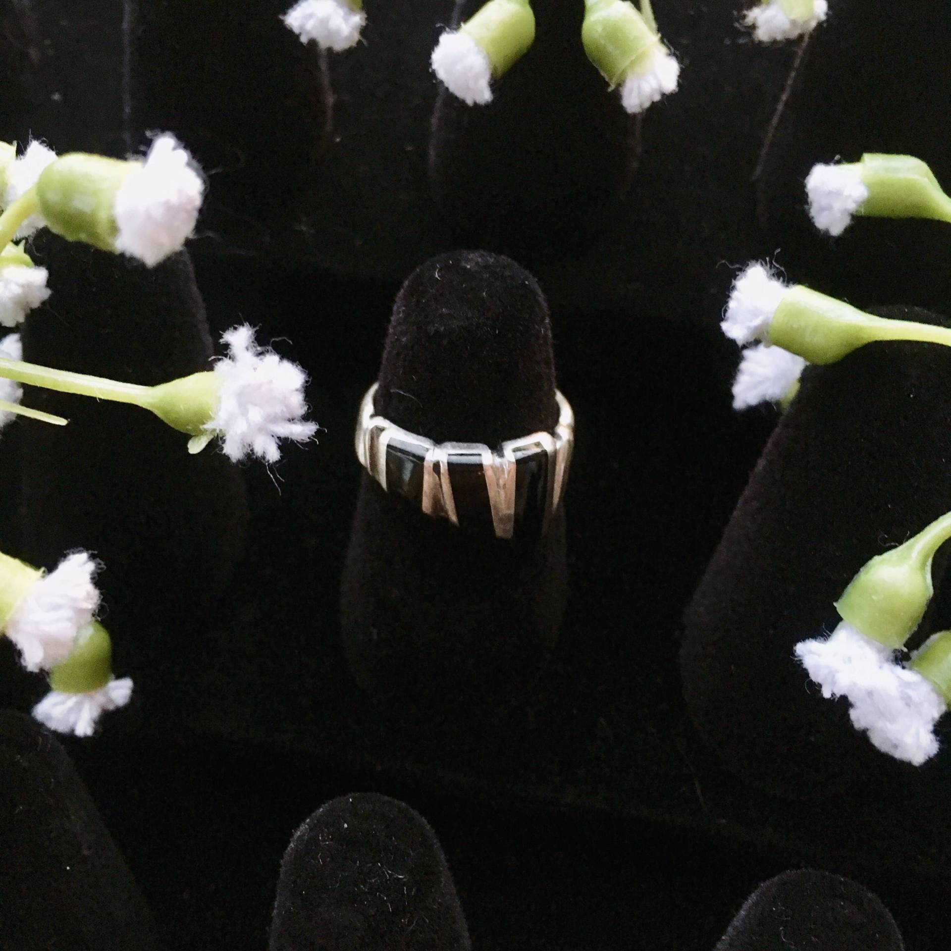 Schwarzer Onyx Sterling Silber Ring Größe 5 von sacredsterlingrings