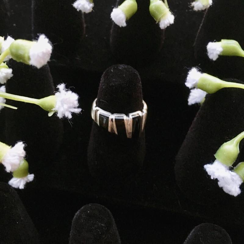 Schwarzer Onyx Sterling Silber Ring Größe 5 von sacredsterlingrings