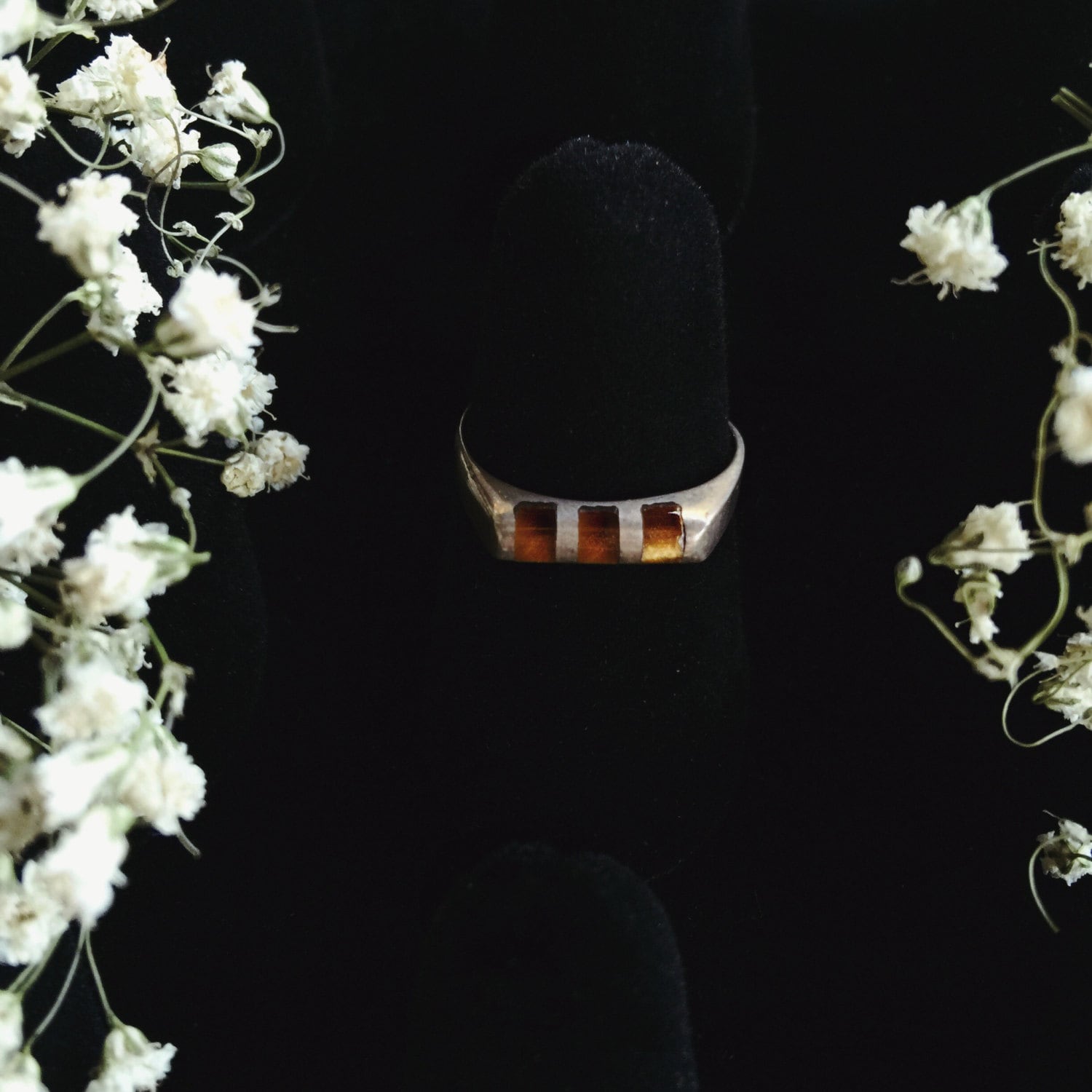 Tigerauge Drei Quadrate Sterling Silber Ring Größe 4-6 von sacredsterlingrings