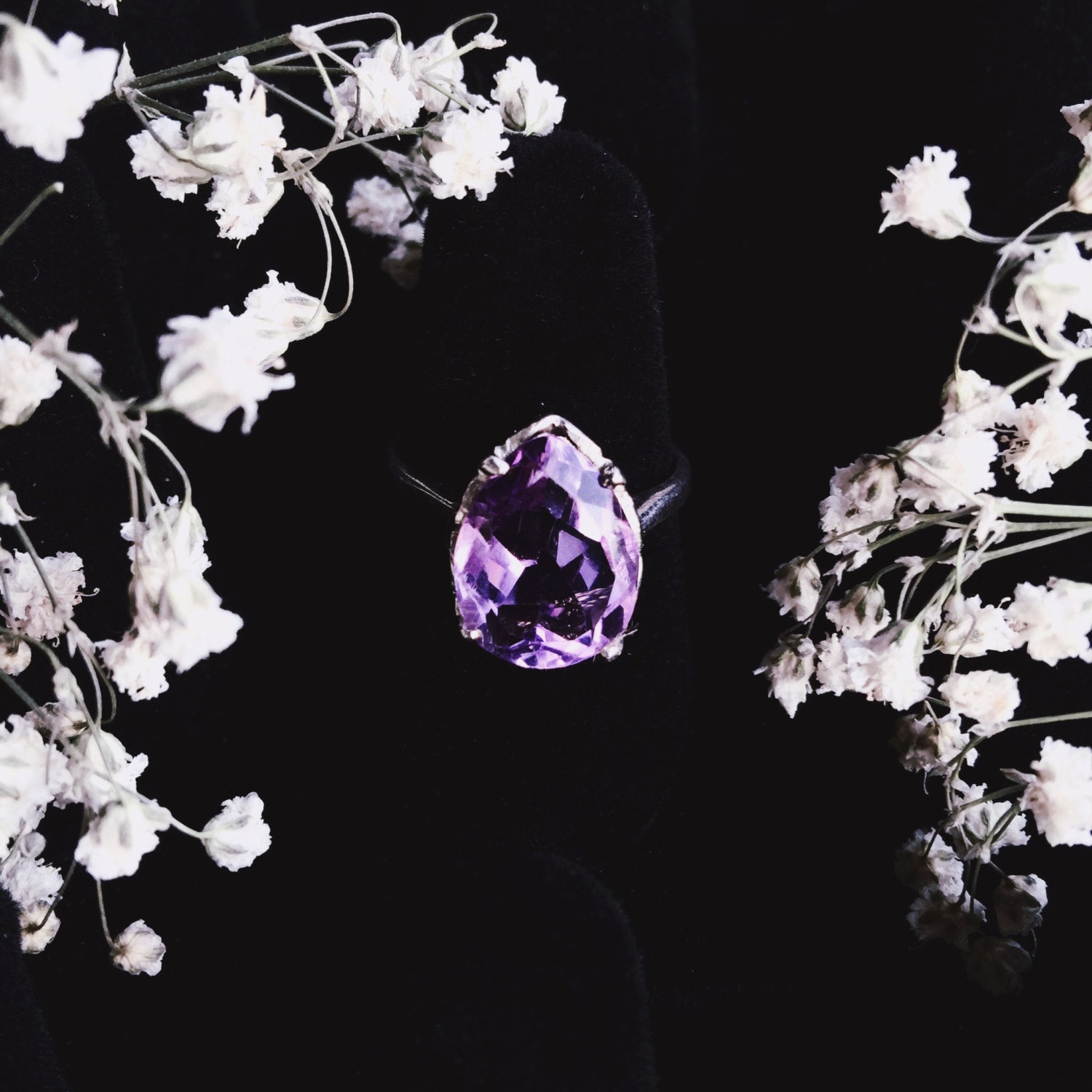 Tropfen Amethyst Sterling Silber Ring Größen 5-10 von sacredsterlingrings