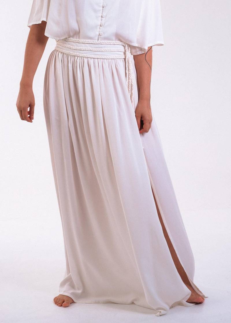 Rock White Rose - Handgeflochtener Aus Viskose Krepp Mit Seitlichen Schlitzen von sacredwearMAA