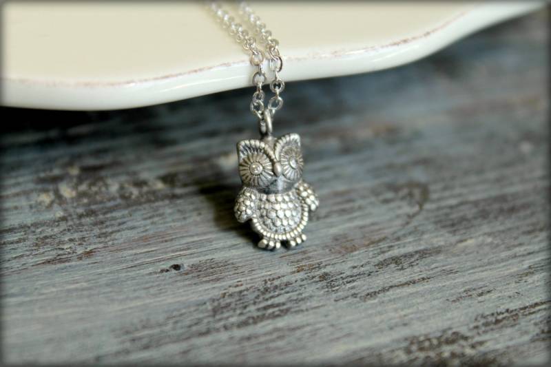 Diamant-Gemustert Eulenhalskette in Altsilber von saffronandsaege