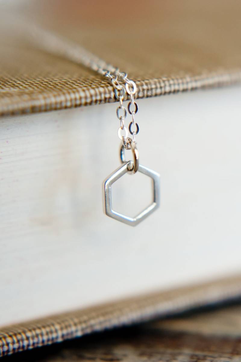 Einfache Hexagon Halskette in 925Er Silber von saffronandsaege
