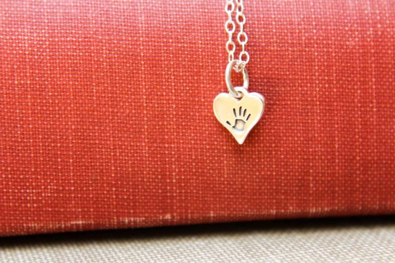 Kleiner Handabdruck Herz in Sterling Silber - Ein Handabdruck, Ein Kinder von saffronandsaege