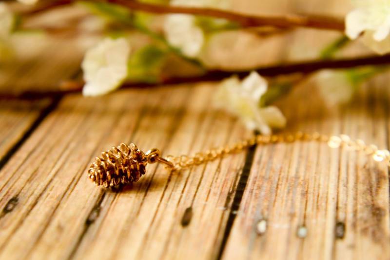 Tannenzapfen Kette in Bronze Und Gold Gefüllt von saffronandsaege