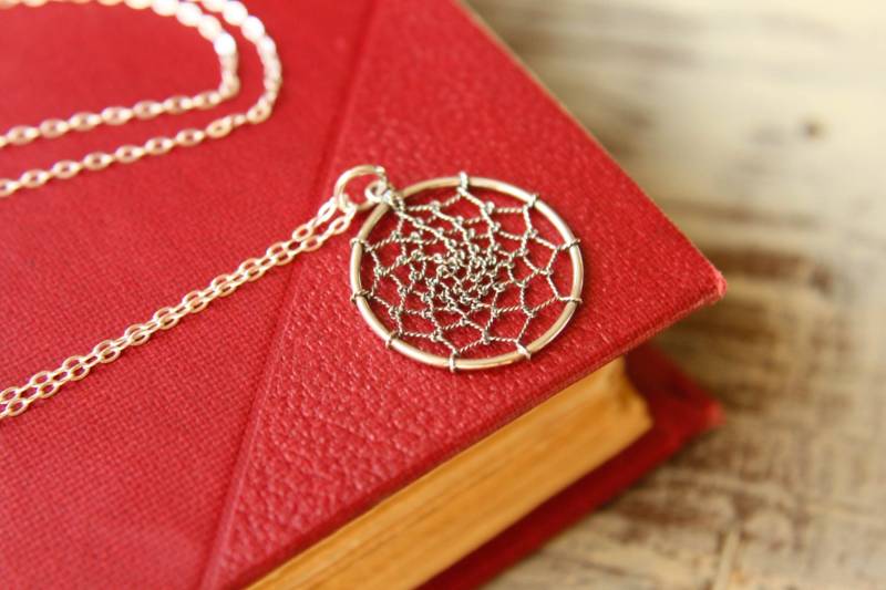 Traumfänger Halskette in Sterling Silber von saffronandsaege