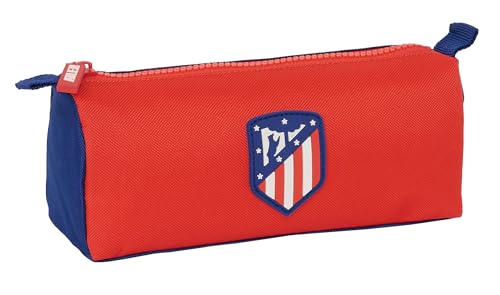 ATLETICO DE MADRID Federmäppchen mit Reißverschluss und Fach, Federmäppchen für Kinder, ideal für Schulkinder, bequem und vielseitig, Qualität und Widerstandsfähigkeit, 21 x 7 x 8 cm, Rot/Blau, Rot / von safta