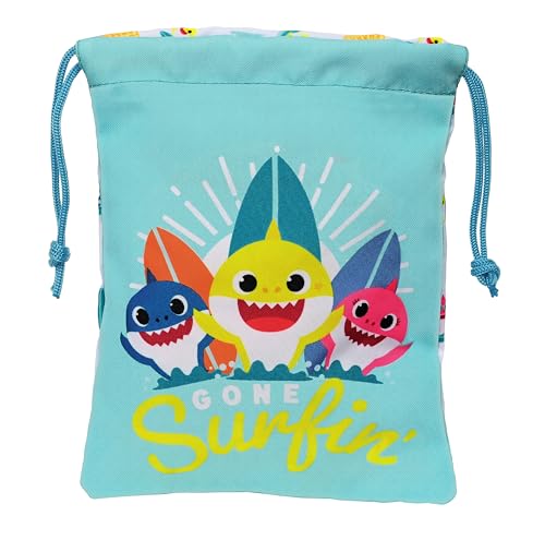 BABY SHARK SURFING Lunchtasche mit Aufbewahrungsbox, hochwertige Qualität und maximale Widerstandsfähigkeit, Lunchbox, 20 x 25 cm, Blau und Weiß, blau/weiß, Estándar, Casual von safta