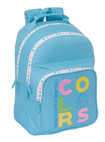 BENETTON SPRING Schulrucksack, Ideal für Kinder unterschiedlichen Alters, bequem und vielseitig, Qualität und Widerstandsfähigkeit, 32 x 15 x 42 cm, Himmelblau, Himmelblau, Estándar, Casual von safta