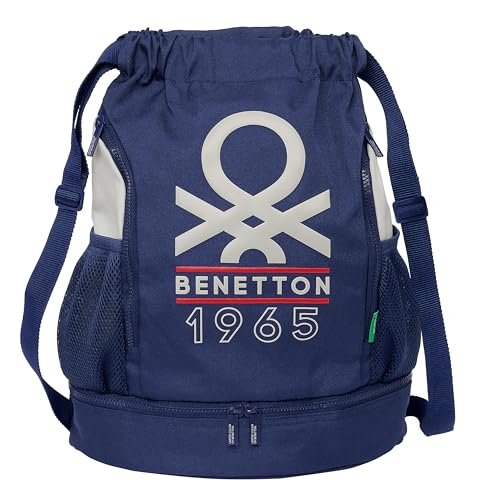 BENETTON VARSITY Rucksack, Rucksack, Ideal für Kinder unterschiedlichen Alters, bequem und vielseitig, Qualität und Widerstandsfähigkeit, 34 x 15 x 43 cm, Marineblau/Grau, Marineblau / Grau, Estándar, von safta