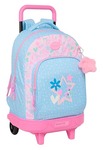 BLACKFIT8 Smile Großer Rucksack mit Rädern, kompakt, abnehmbar, ideal für Kinder verschiedener Altersgruppen, bequem und vielseitig, Qualität und Widerstandsfähigkeit, 33 x 22 x 45 cm, Hellblau BLACKFIT8 Smile Großer Rucksack mit Rädern, kompakt, abnehmbar, ideal für Kinder verschiedener Altersgruppen, bequem und vielseitig, Qualität und Widerstandsfähigkeit, 33 x 22 x 45 cm, Hellblau von safta