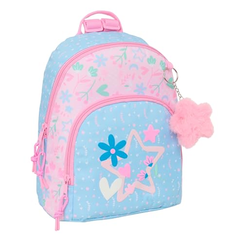 BLACKFIT8 Smile Mini-Rucksack für den täglichen Gebrauch, ideal für Kinder verschiedener Altersgruppen, bequem und vielseitig, Qualität und Widerstandsfähigkeit, 25 x 13 x 30 cm, Hellblau/Hellrosa BLACKFIT8 Smile Mini-Rucksack für den täglichen Gebrauch, ideal für Kinder verschiedener Altersgruppen, bequem und vielseitig, Qualität und Widerstandsfähigkeit, 25 x 13 x 30 cm, Hellblau/Hellrosa von safta