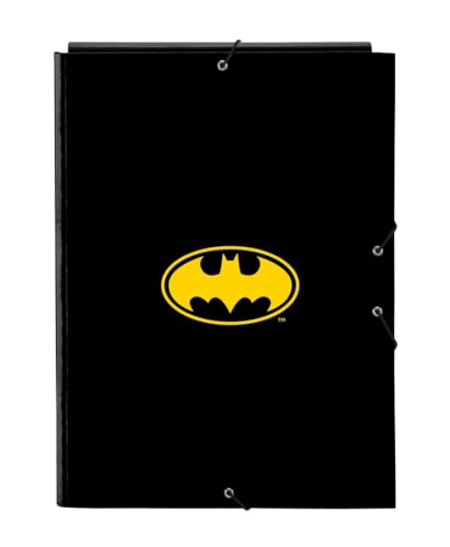Batman Game Over - Folio-Ordner mit 3 Klappen, ideal für Kinder verschiedener Altersgruppen, bequem und vielseitig, Qualität und Widerstandsfähigkeit, 26 x 36,5 cm, Schwarz, M, Lässig von safta