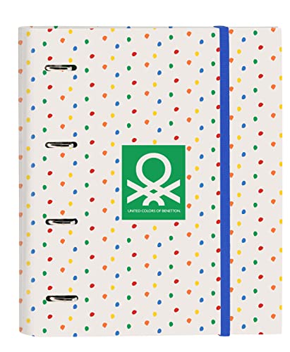 Benetton Topitos - Ordner mit 4 Ringen, 35 cm, mit 100 A4-Blättern, ideal für Kinder verschiedener Altersgruppen, bequem und vielseitig, Qualität und Widerstandsfähigkeit, 27 x 3,5 x 32 cm von safta