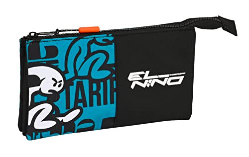 Dreifaches Mehrzweck-Etui El Niño Ocean Schwarz Blau (22 x 12 x 3 cm) von safta