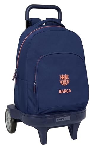 F.C.Barcelona 2nd Equipment - Großer Rucksack mit Rollen, kompakte Evolution, abnehmbar, ideal für Kinder unterschiedlichen Alters, bequem und vielseitig, Qualität und Widerstandsfähigkeit, 33 x 22 x von safta