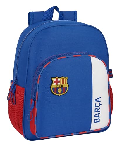 FC Barcelona 2. Team Schulrucksack, Kinderrucksack, anpassbar an den Kinderwagen, ideal für Kinder im Schulalter, bequem und vielseitig, Qualität und Widerstandsfähigkeit, 32 x 12 x 38 cm, Blau und von safta