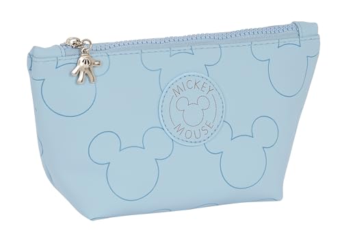 Mickey Teen Snow Schultasche für Kinder mit Make-up-Tasche, ideal für Verschiedene Altersgruppen, bequem und vielseitig, Qualität und Widerstandsfähigkeit, 23 x 8 x 12 cm, Pastellblau, Babyblau, von safta